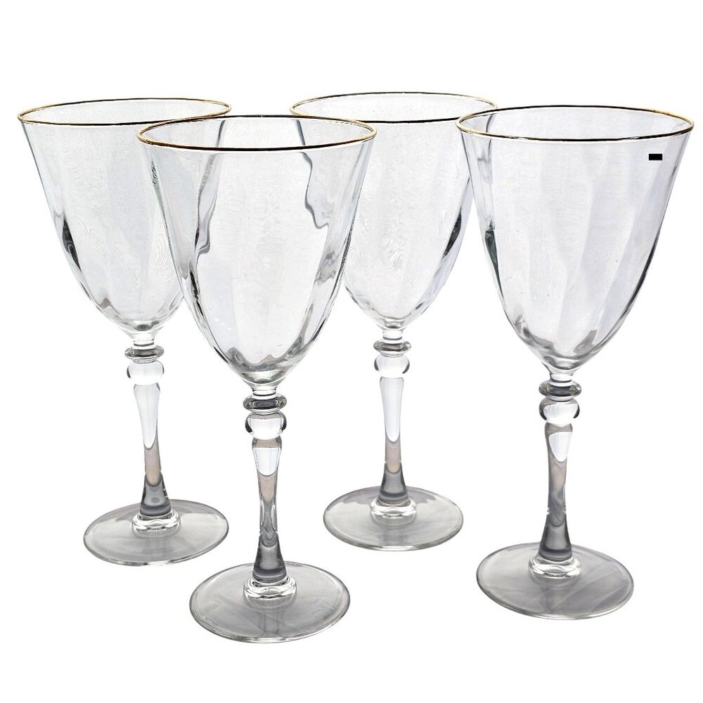 4 Cristal D'Arques Lystra Gold Water Glasses 8" crystal wine goblet elegant